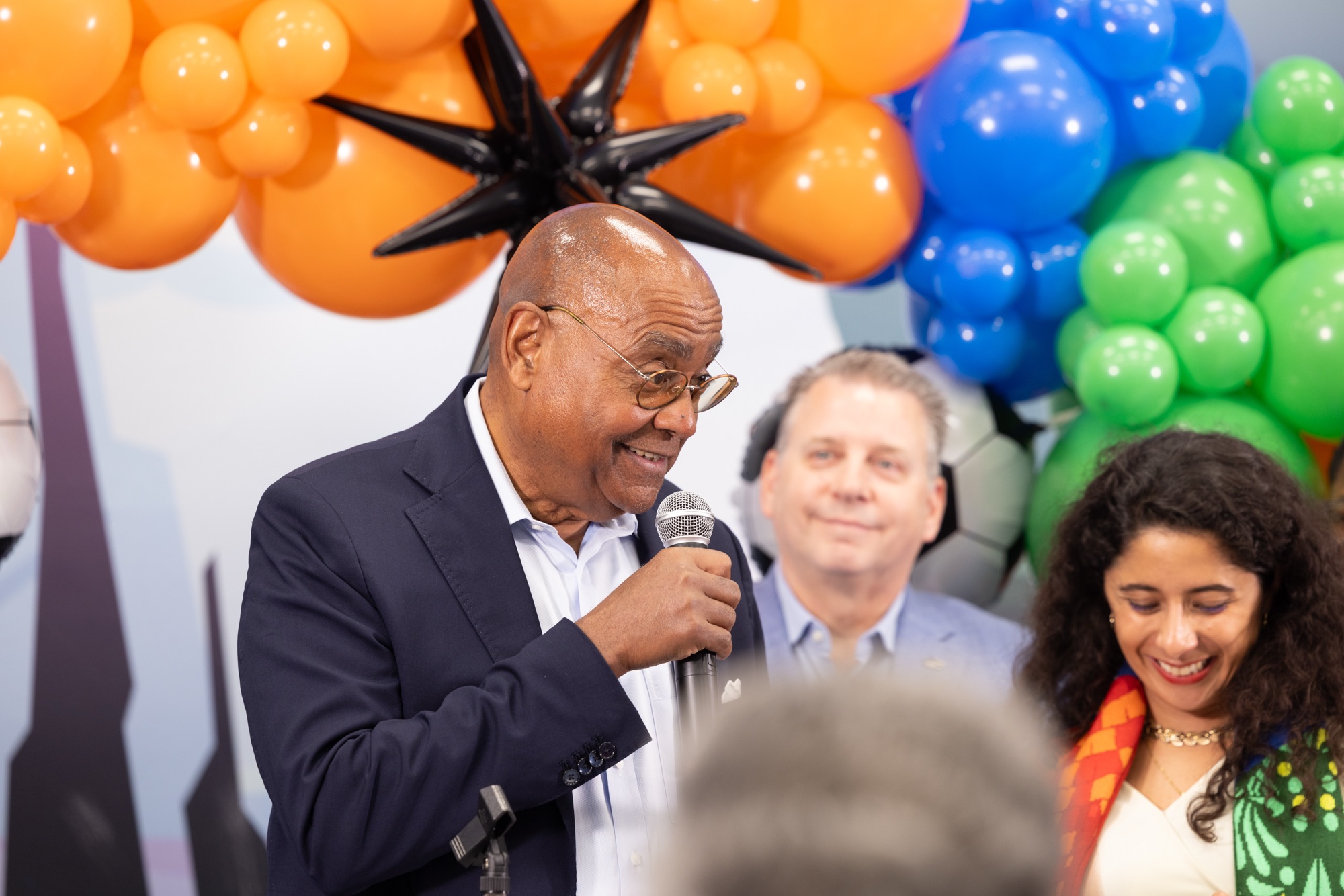 Photo from the Road to the World Cup youth ticket announcement with Judge Lina Hidalgo